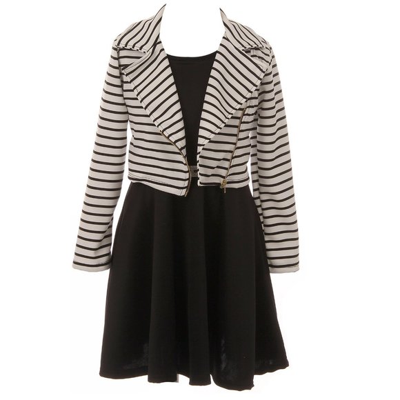 Girls Dress Set 2 Pieces Jacket Rhinestones Belt Flower Girl Dress Clothing Set - Picture 1 of 5